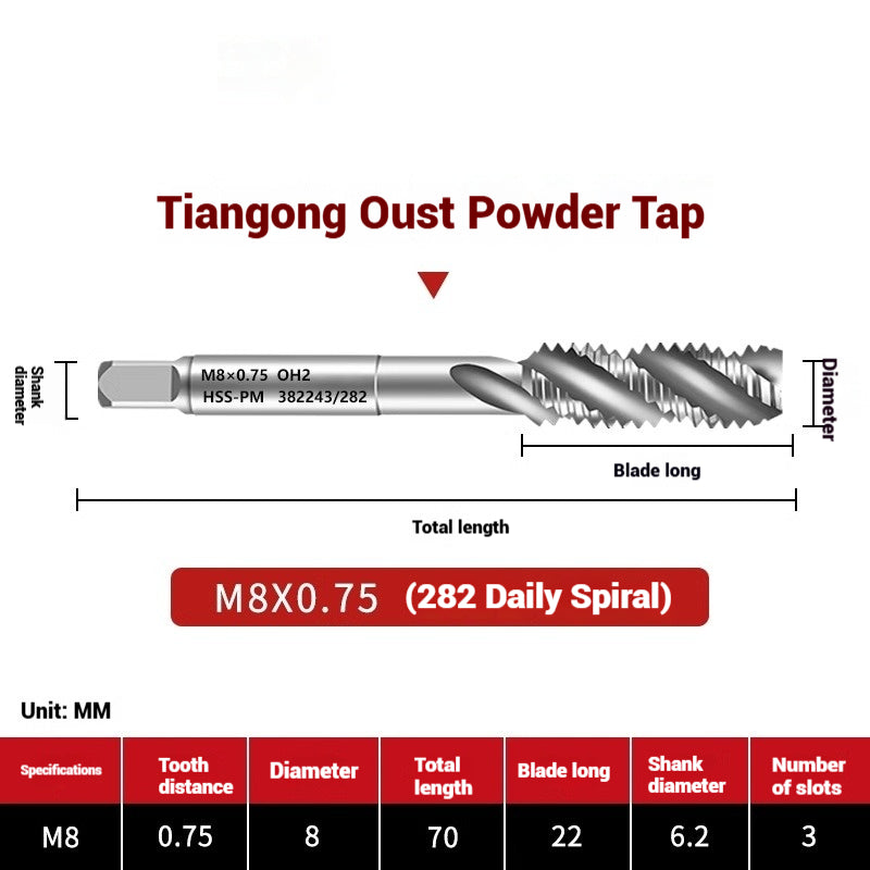 1107-OST powder high-speed steel taps Japanese standard apex screw tip spiral coarse teeth powder metallurgy tapping taps Shandong Denso Pricision Tools Co.,Ltd.